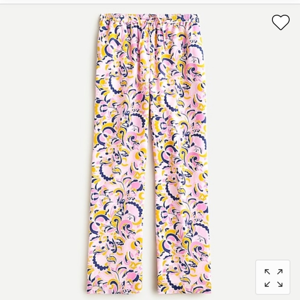 J Crew 100% silk, lined paisley pull on pant, size 4, worn once!